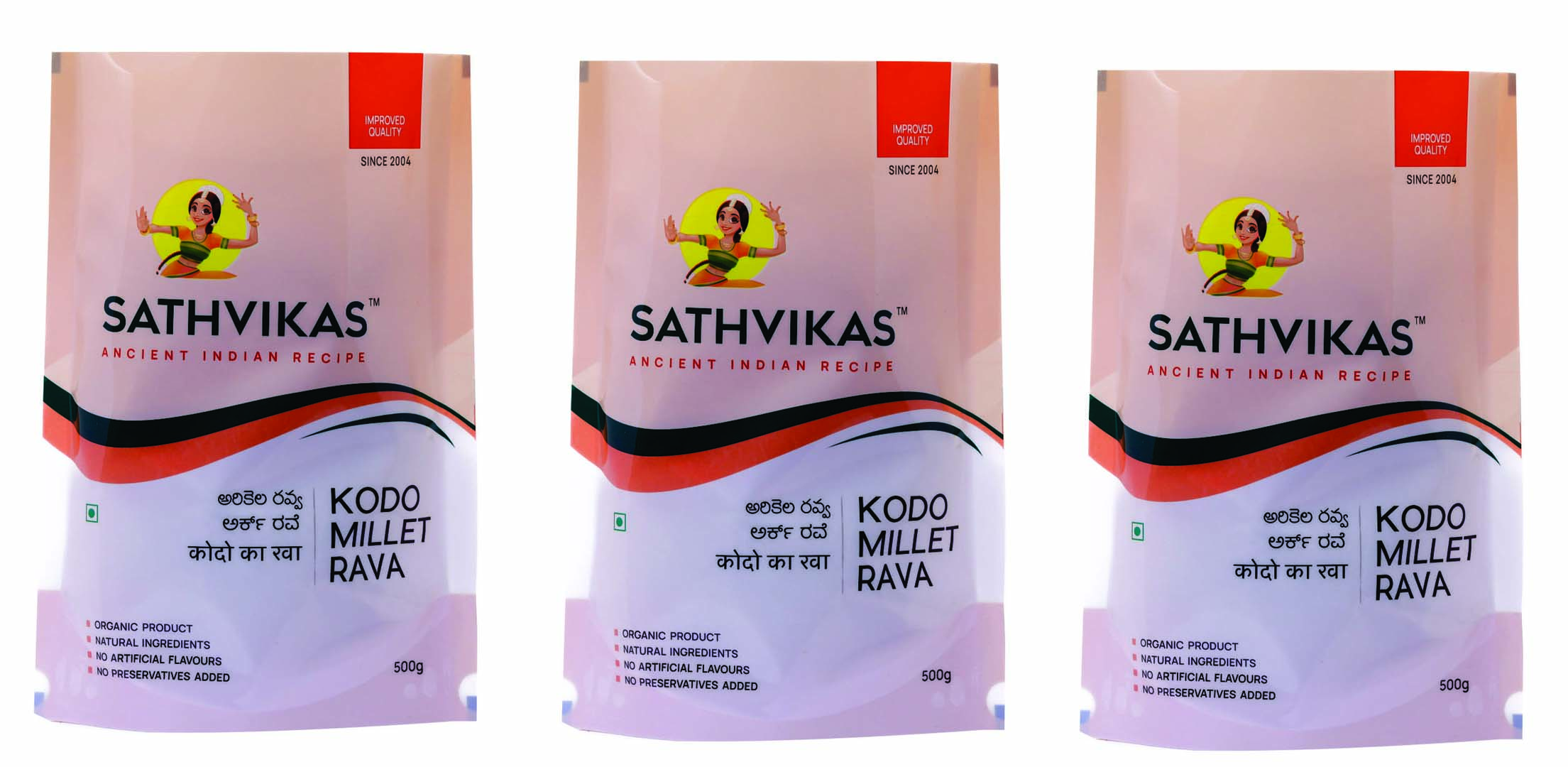 Sathvikas Arikalu / Kodo Millet Ravva (500 grams) Pack Of 3.